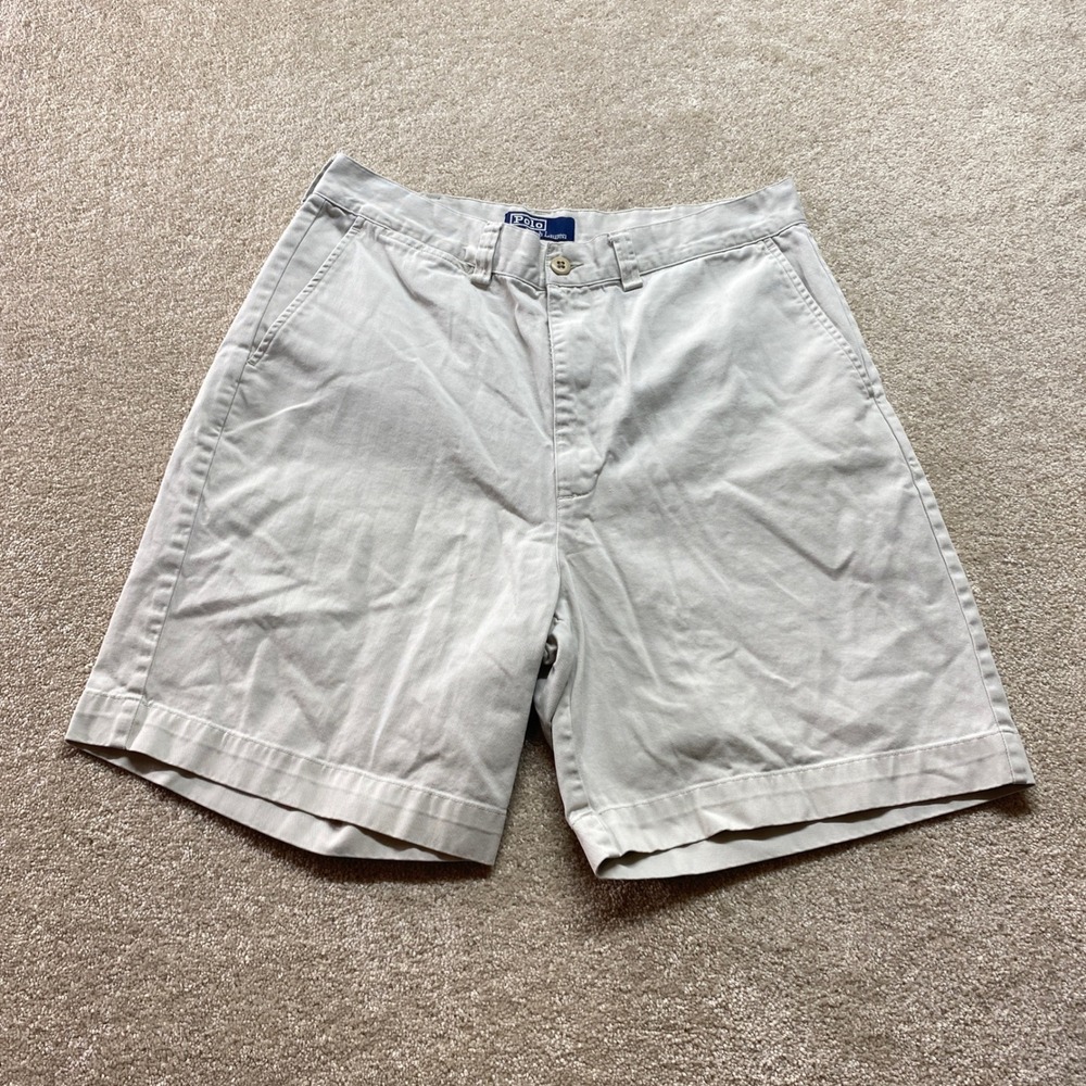 Polo‎ Ralph Lauren Shorts Men 34 Beige Chino Flat Front Cotton Preppy USA